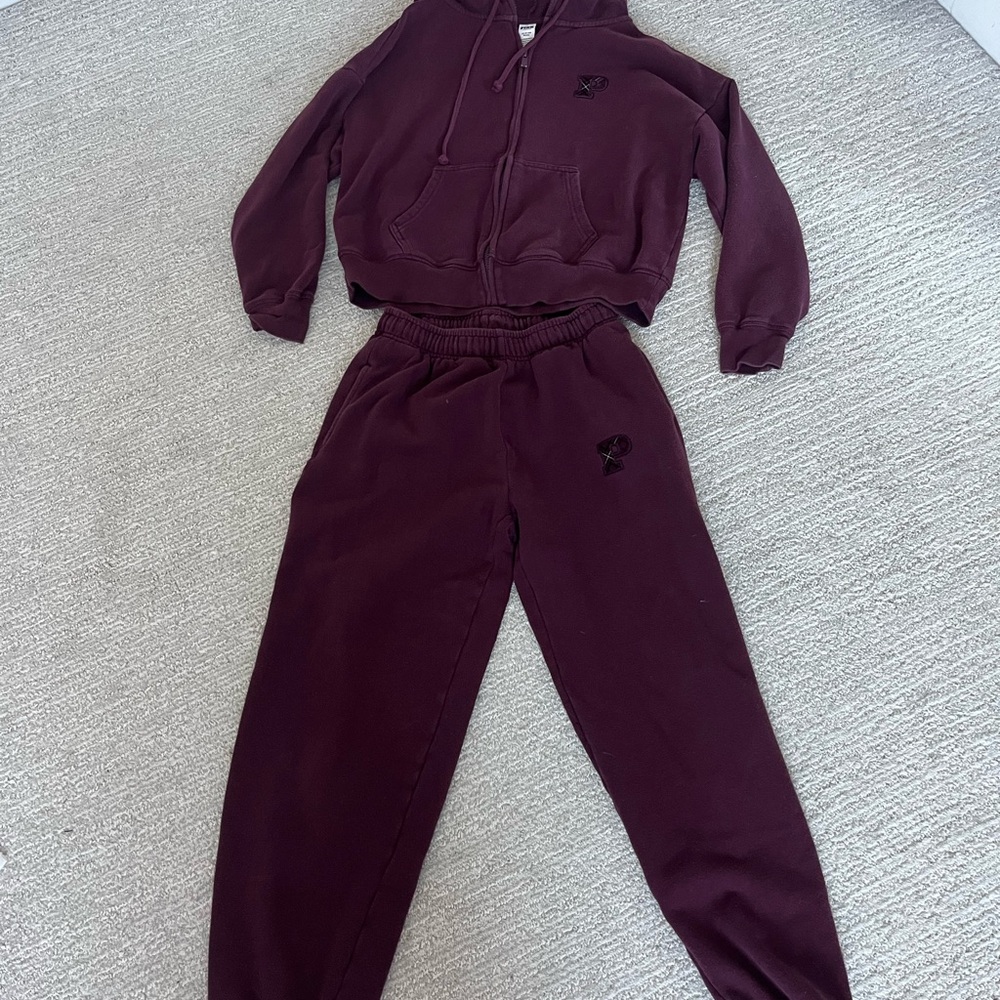 PINK Victoria's Secret Maroon Tracksuit Set